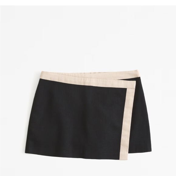 Mid Rise Linen-Blend Tailored Mini Skort - Picture 3 of 7